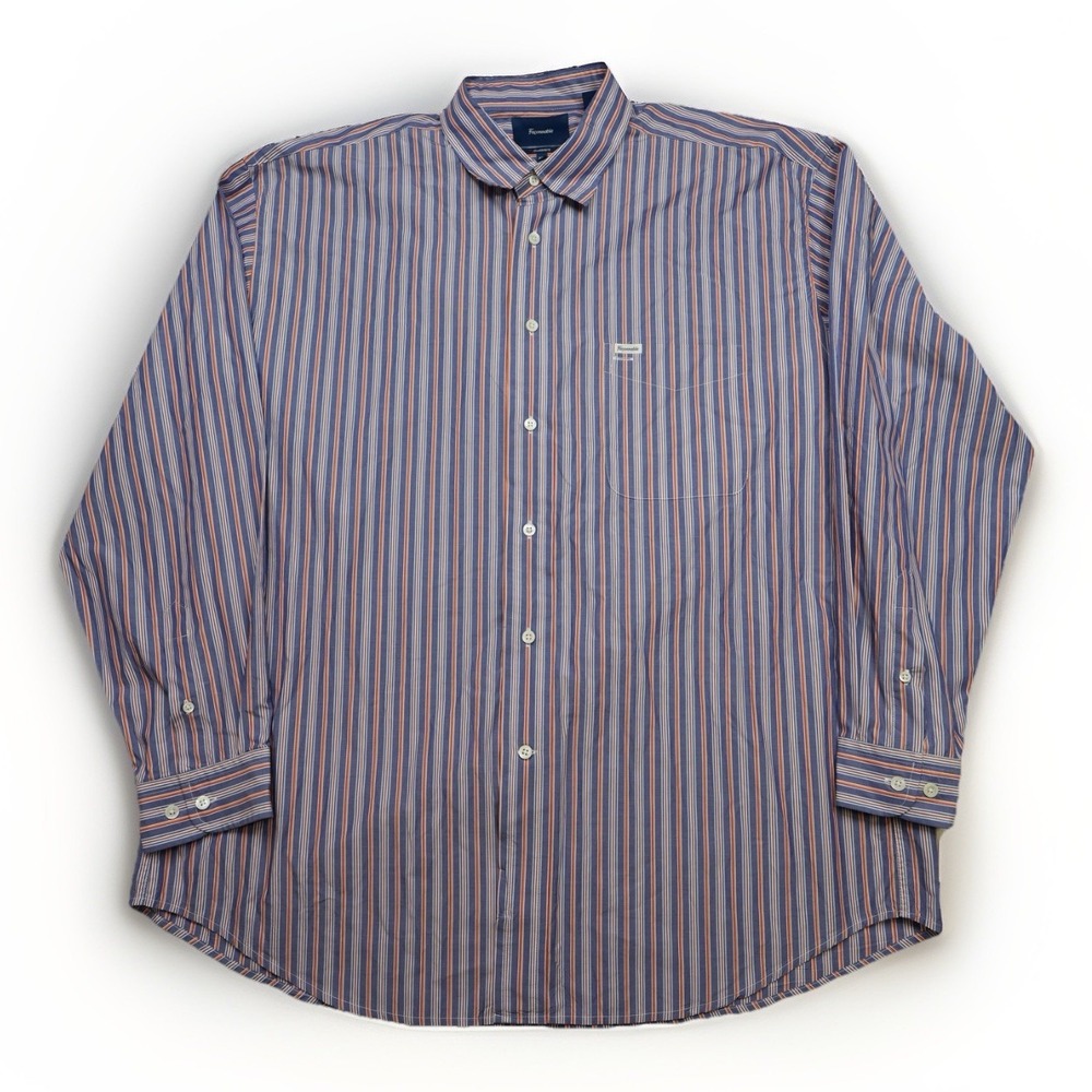 Faconnable Shirt Mens 2XL Multicolor Stripe Casual Button Up Pocket Long‎ Sleeve